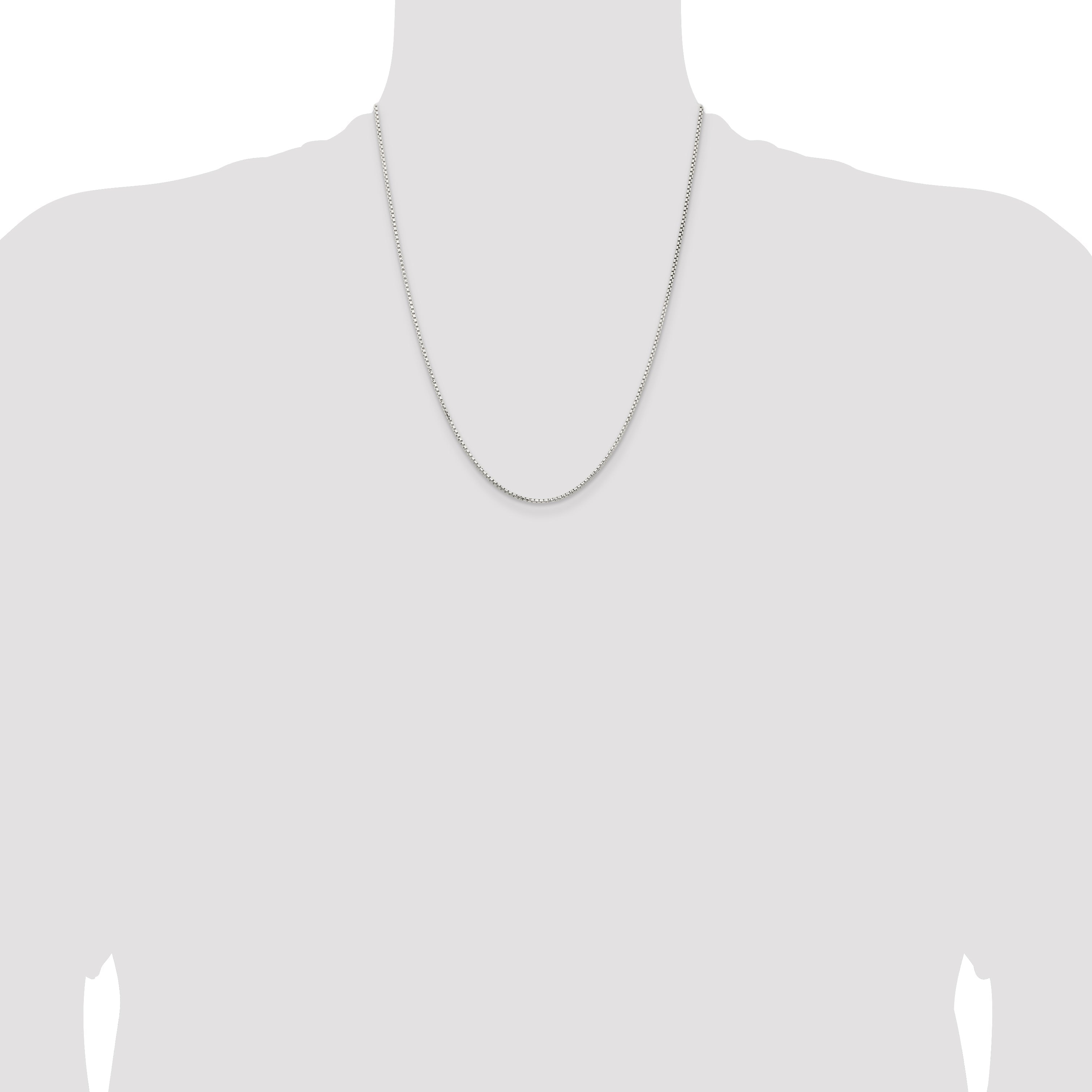 22 Inch Sterling Silver 1.5mm Diamond-Cut Round Box Chain W/4In Ext.