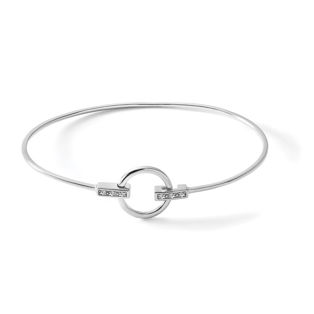 Sterling Silver White Ice Rhodium-Plated Diamond Bangle