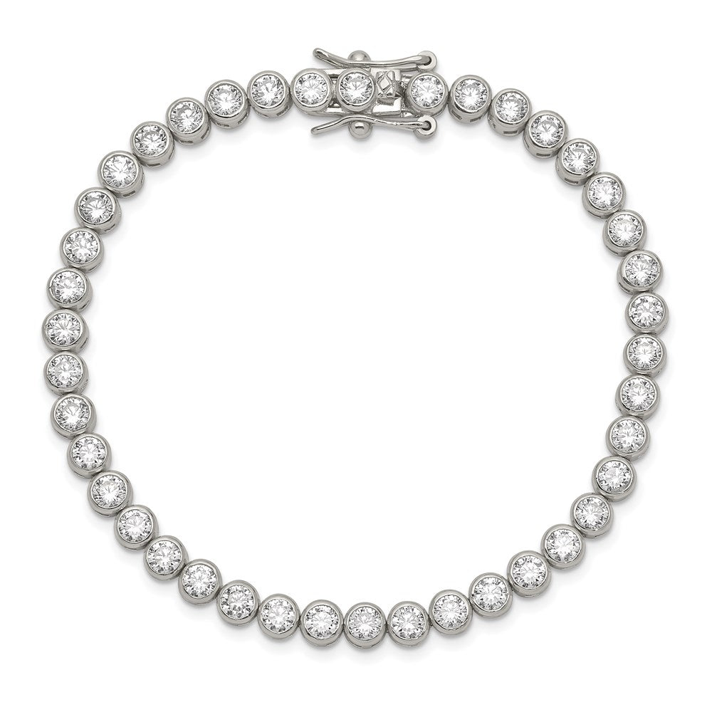Sterling Silver Rhodium-Plated Cz 7 Inch Tennis Bracelet