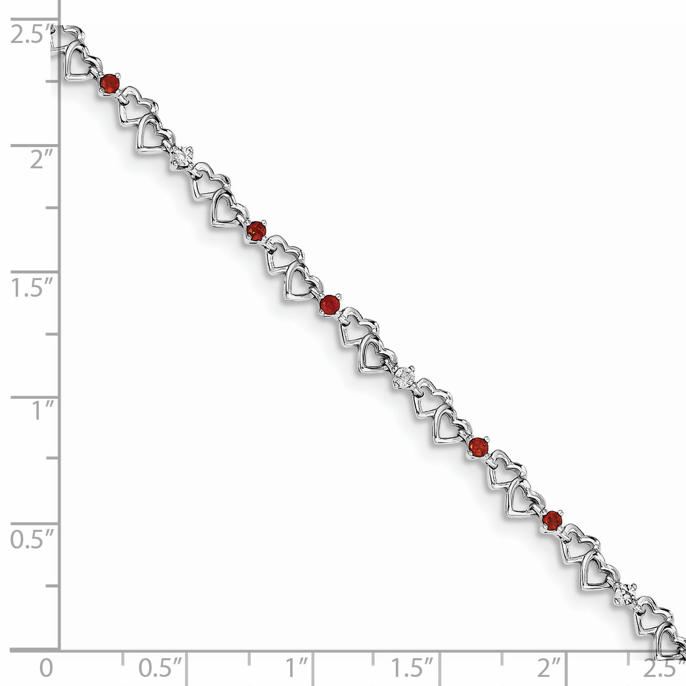 7 Inch Sterling Silver Rhodium-Plated Garnet & Diamond Bracelet