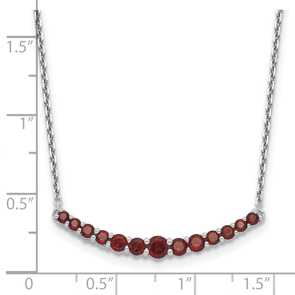 Sterling Silver Rhodium-Plated Garnet Pendant W/Necklace