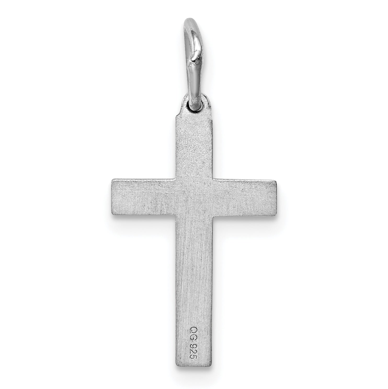 Sterling Silver Rhodium-Plated Laser Designed Cross Charm