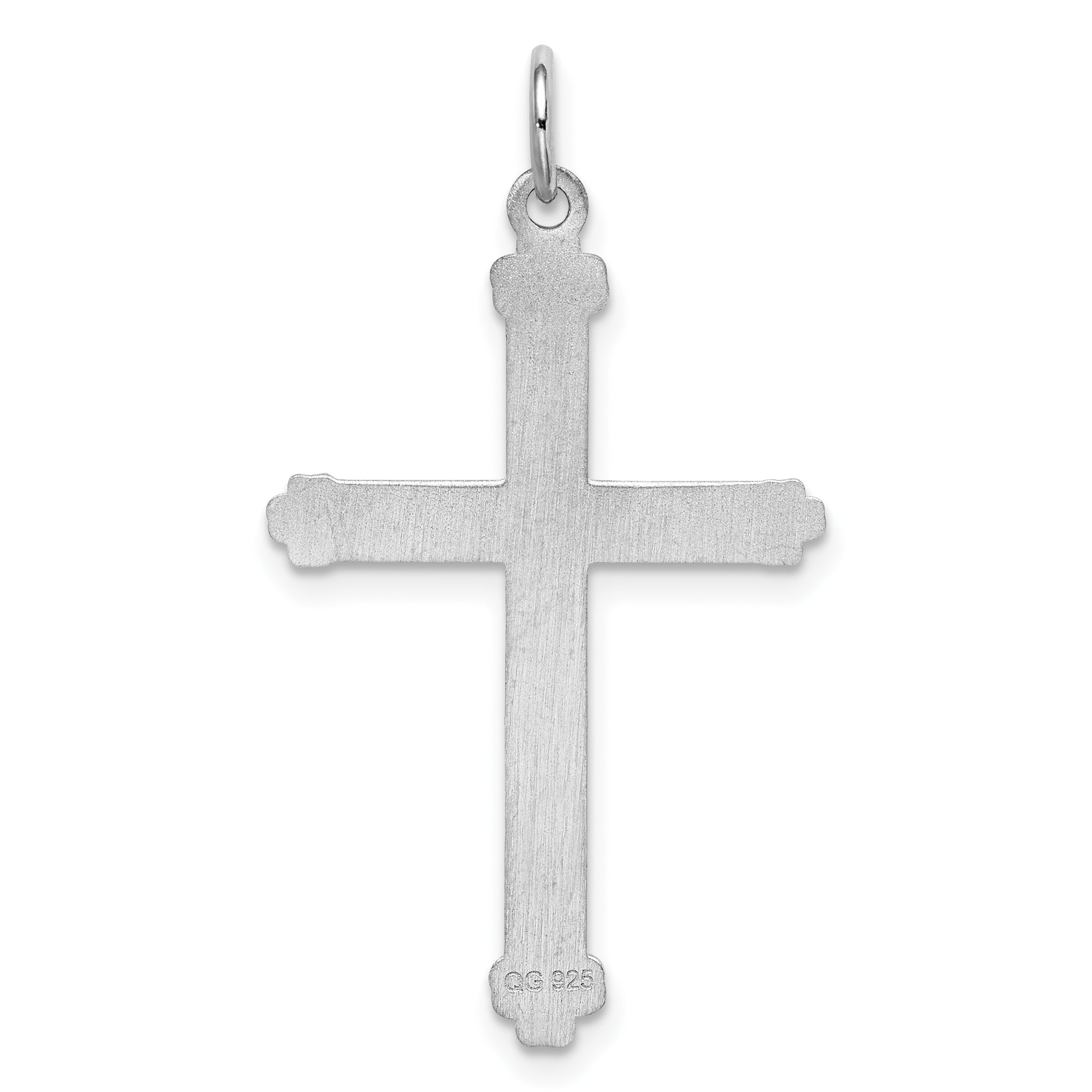 Sterling Silver Rh-Plt Laser Designed Crosterling Charm
