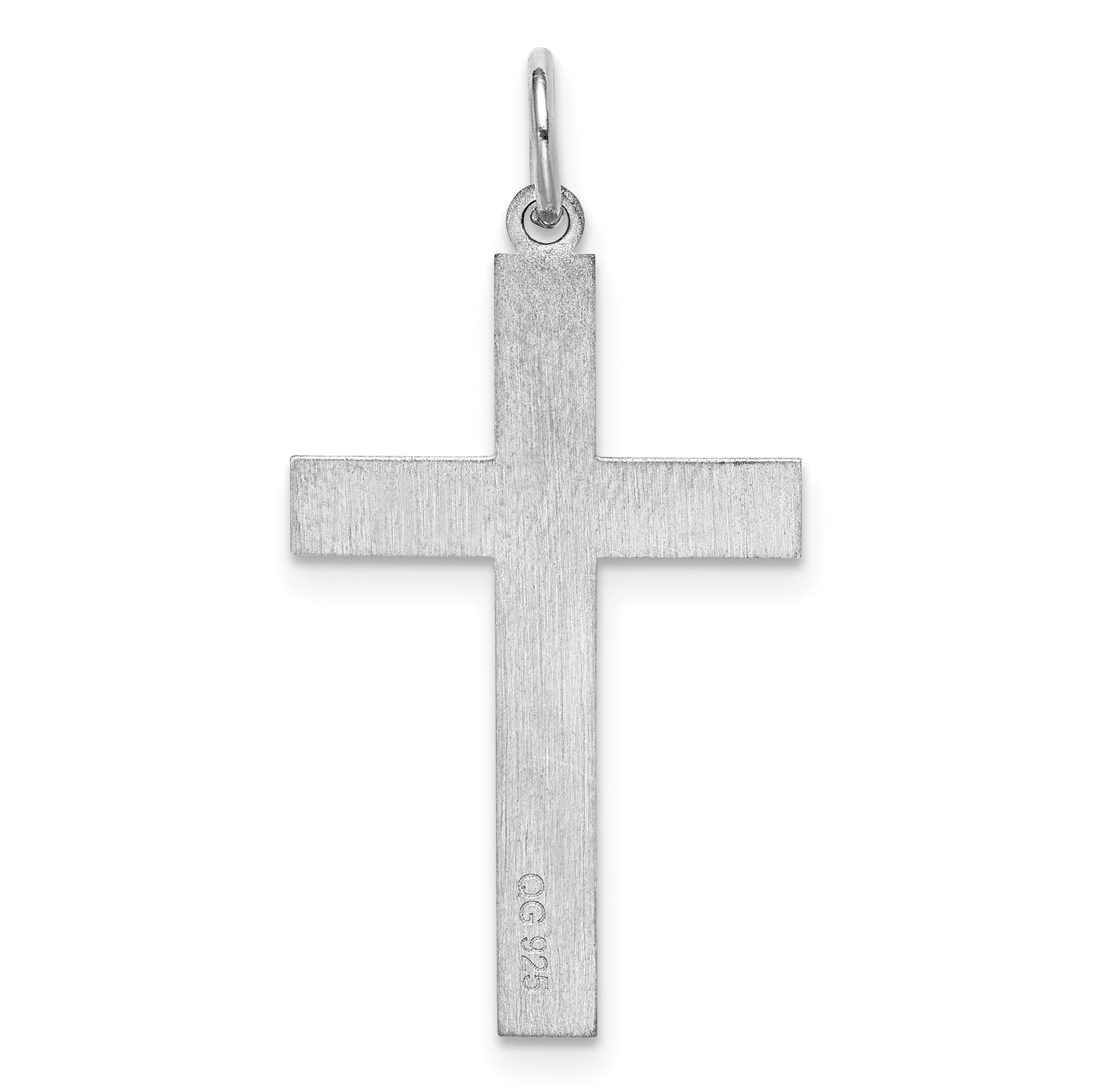 Sterling Silver Rhodium-Plated Laser Designed Cross Pendant