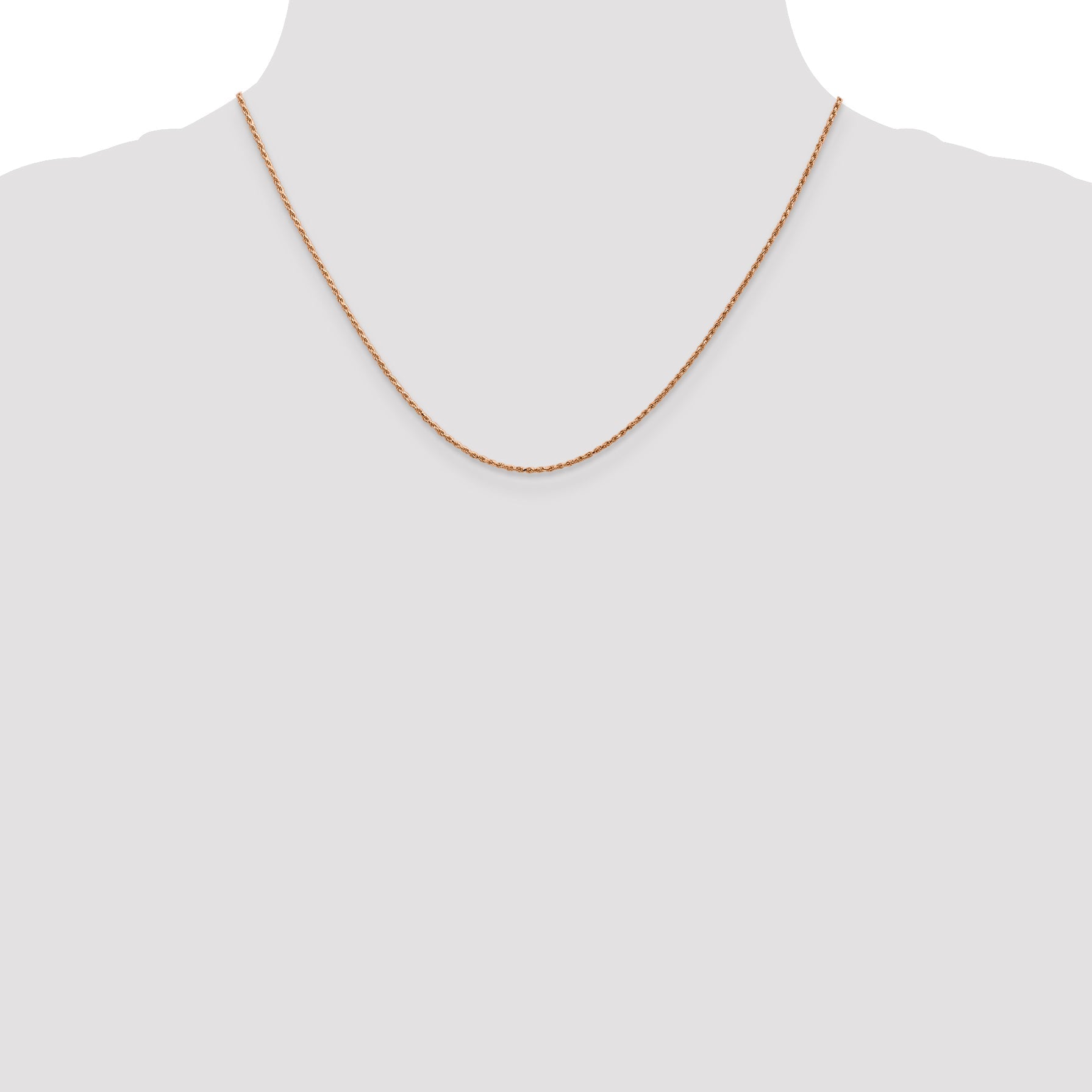 14K Rose Gold 18 Inch 1mm Diamond-Cut Man Made Rope With Lobster Clasp Chain Necklace
