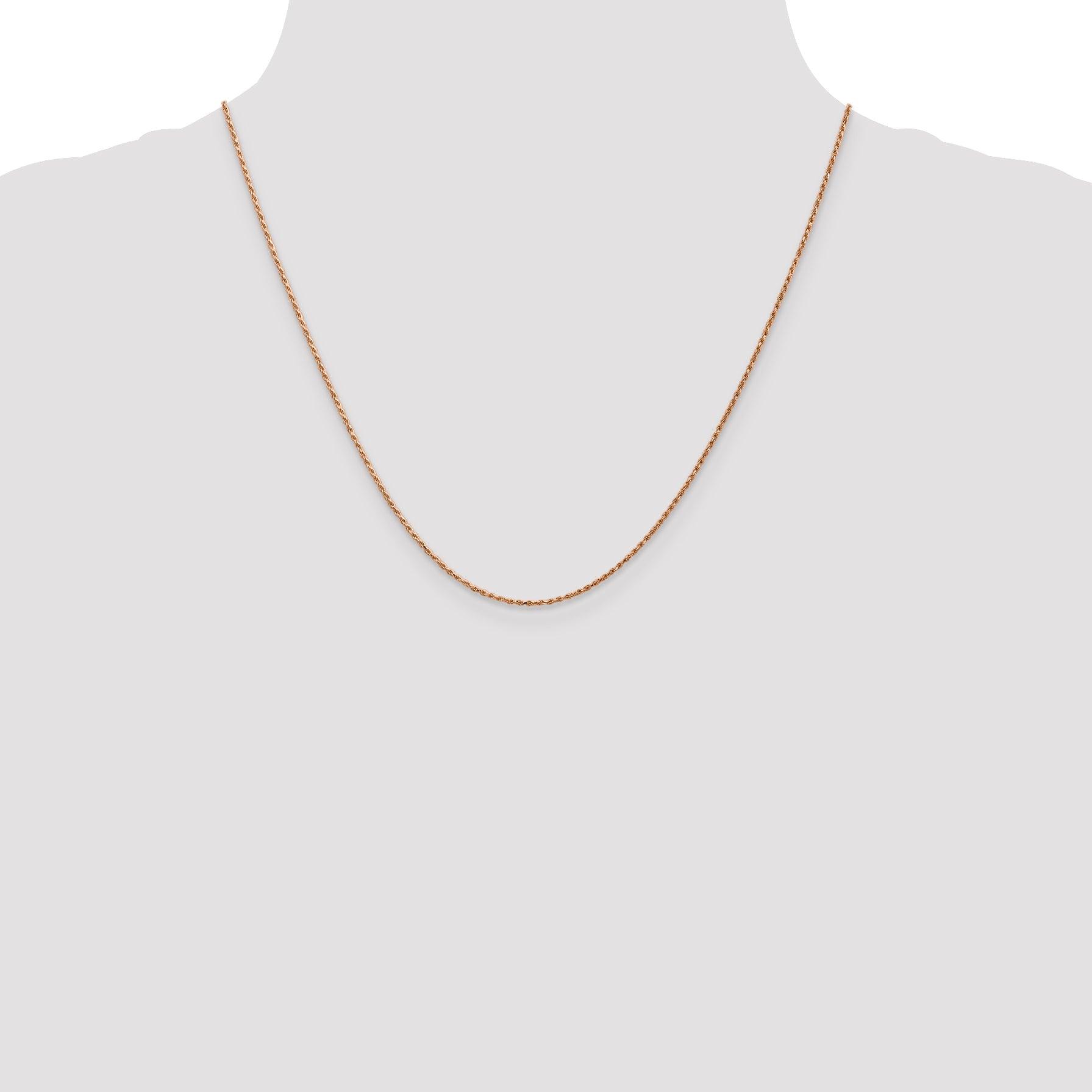 14K Rose Gold 20 Inch 1mm Diamond-Cut Man Made Rope With Lobster Clasp Chain Necklace