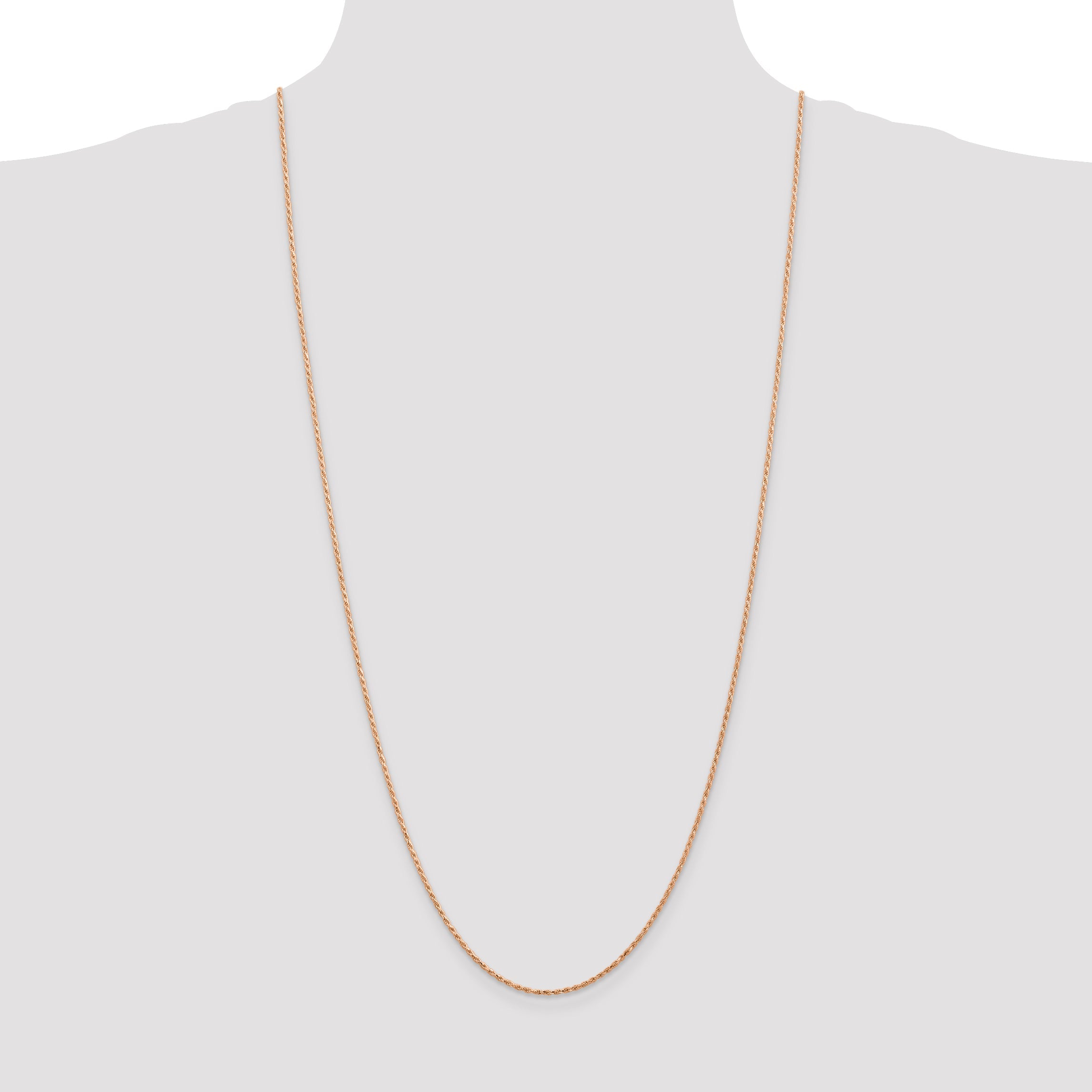 14K Rose Gold 30 Inch 1.5mm Diamond-Cut Man Made Rope With Lobster Clasp Chain Necklace