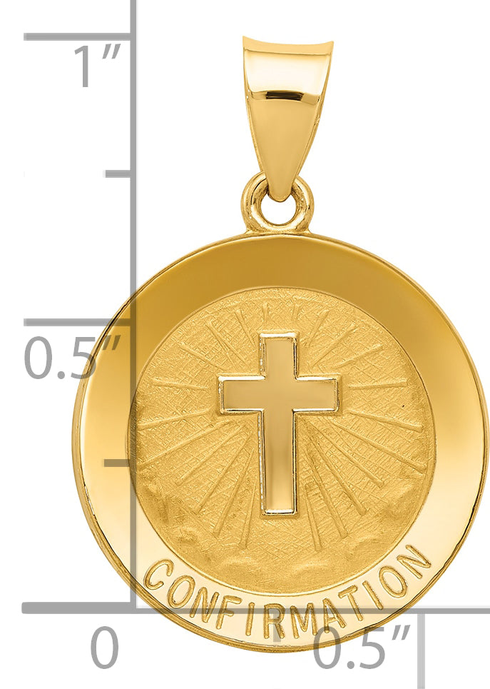 14K Yellow Gold Confirmation Medal Hollow Round Pendant