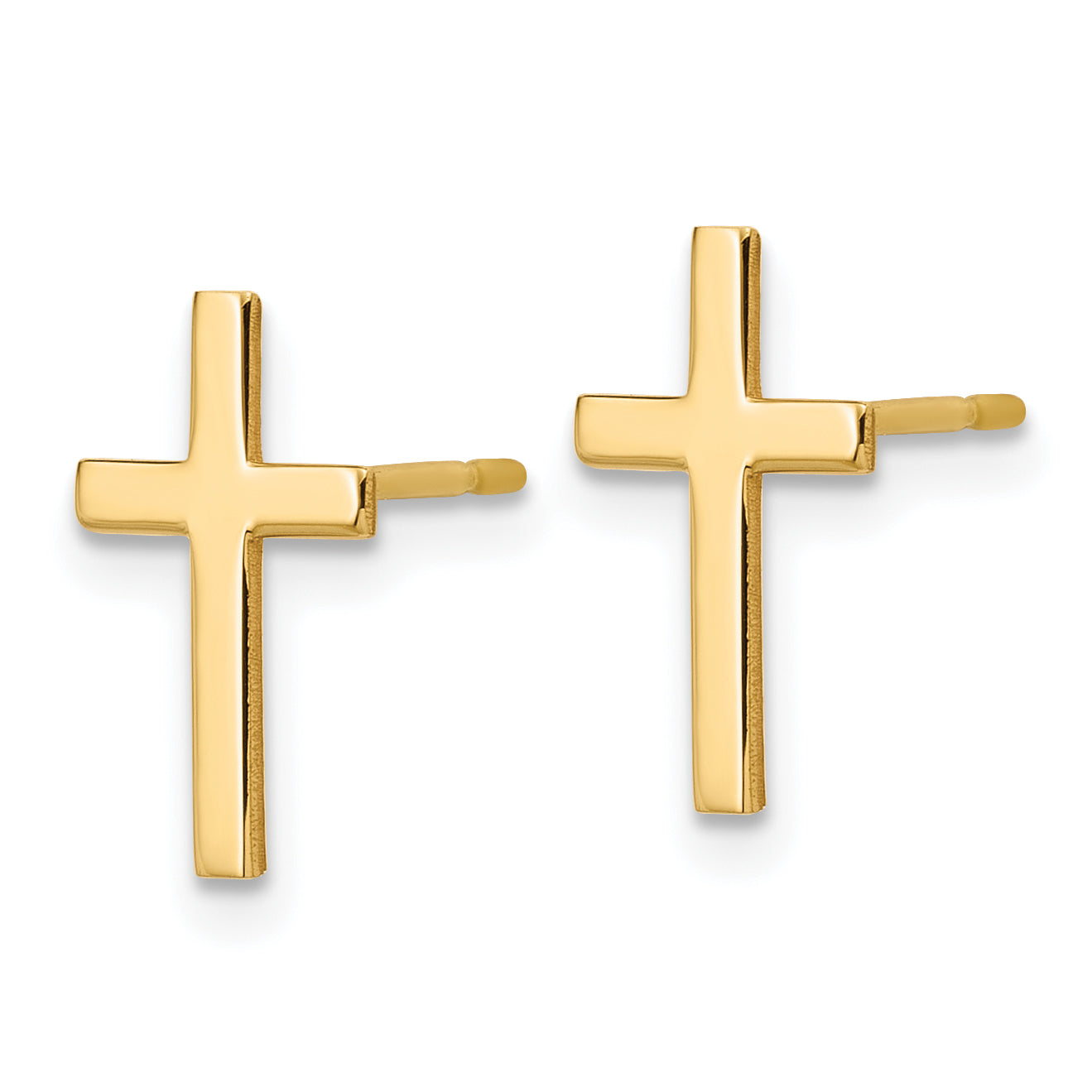 10K Yellow Gold Polished Cross Earrings