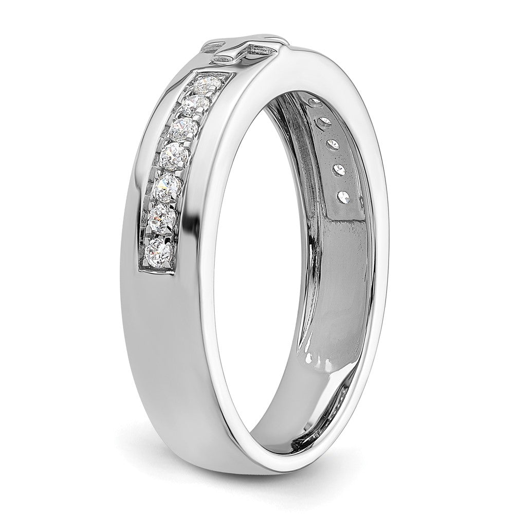 14k White Gold 1/4 Ct. Lab Grown Diamond VS/SI+ G+ Men's Cross Band Ring