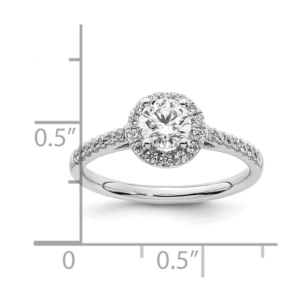 14k White Gold 3/4 Ct. Lab Grown Diamond VS/SI+ G+ Halo Engagement Ring