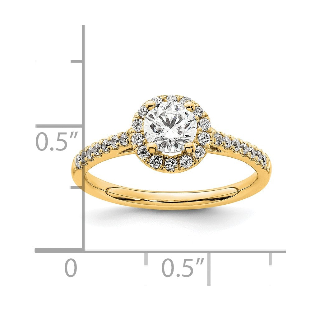 14k Yellow Gold 3/4 Ct. Lab Grown Diamond VS/SI+ G+ Halo Engagement Ring