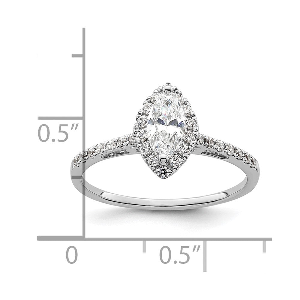 1/3 Ct. Natural Marquise Cut Diamond Semi-mount Engagement Ring in 14K White Gold