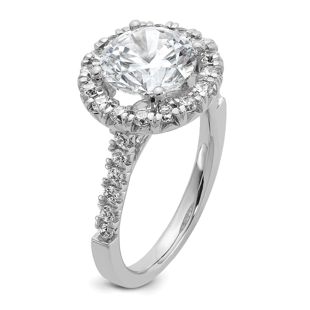 14K White Gold Lab Grown Diamond VS/SI+ G+ Halo Engagement Semi-mount Ring
