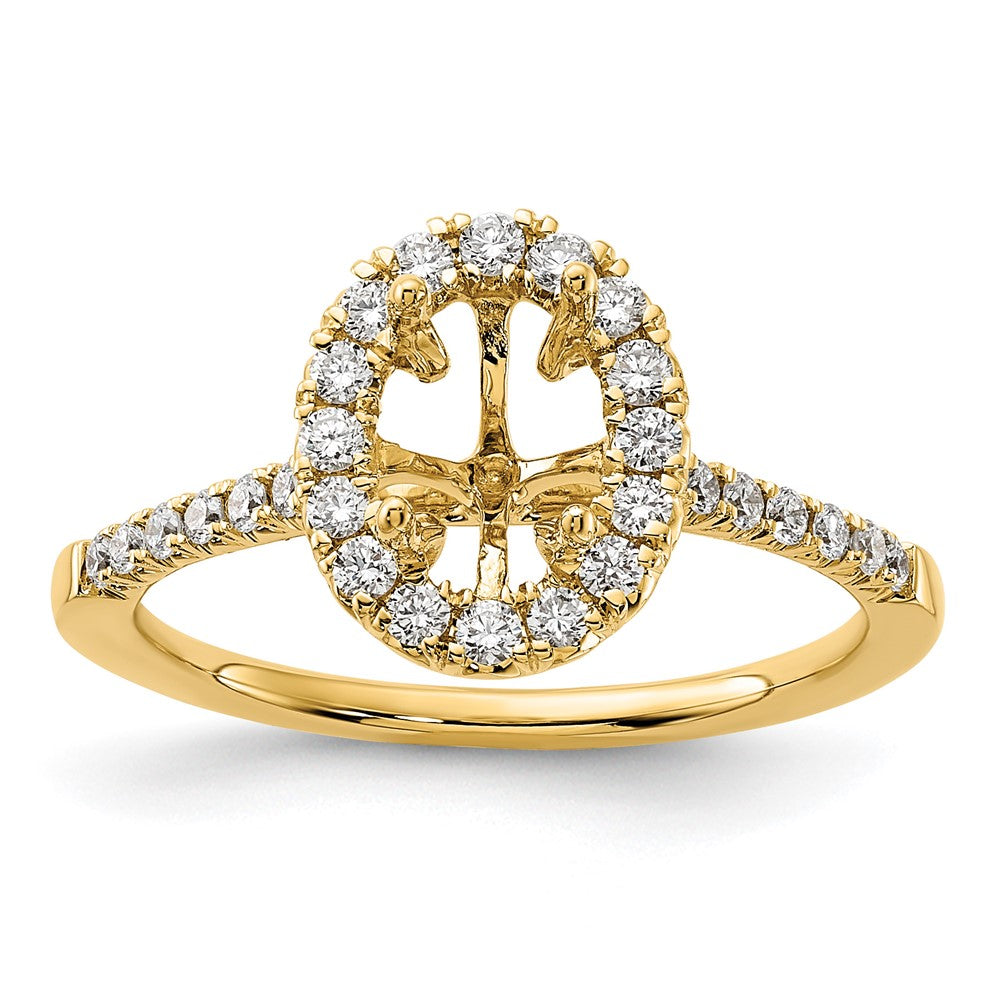 14k Yellow Gold 3/8 Ct. Lab Grown Diamond VS/SI+ G+ 1 Ct. Center Oval Halo Engagement Ring