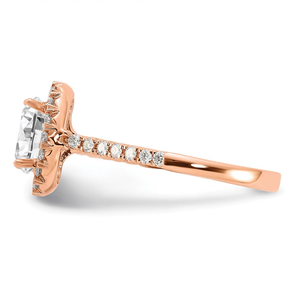 14k Rose Gold 1/2 Ct. Lab Grown Diamond VS/SI+ G+ 1 1/2 Ct. Center Oval Semi Mount Halo Engagement Ring
