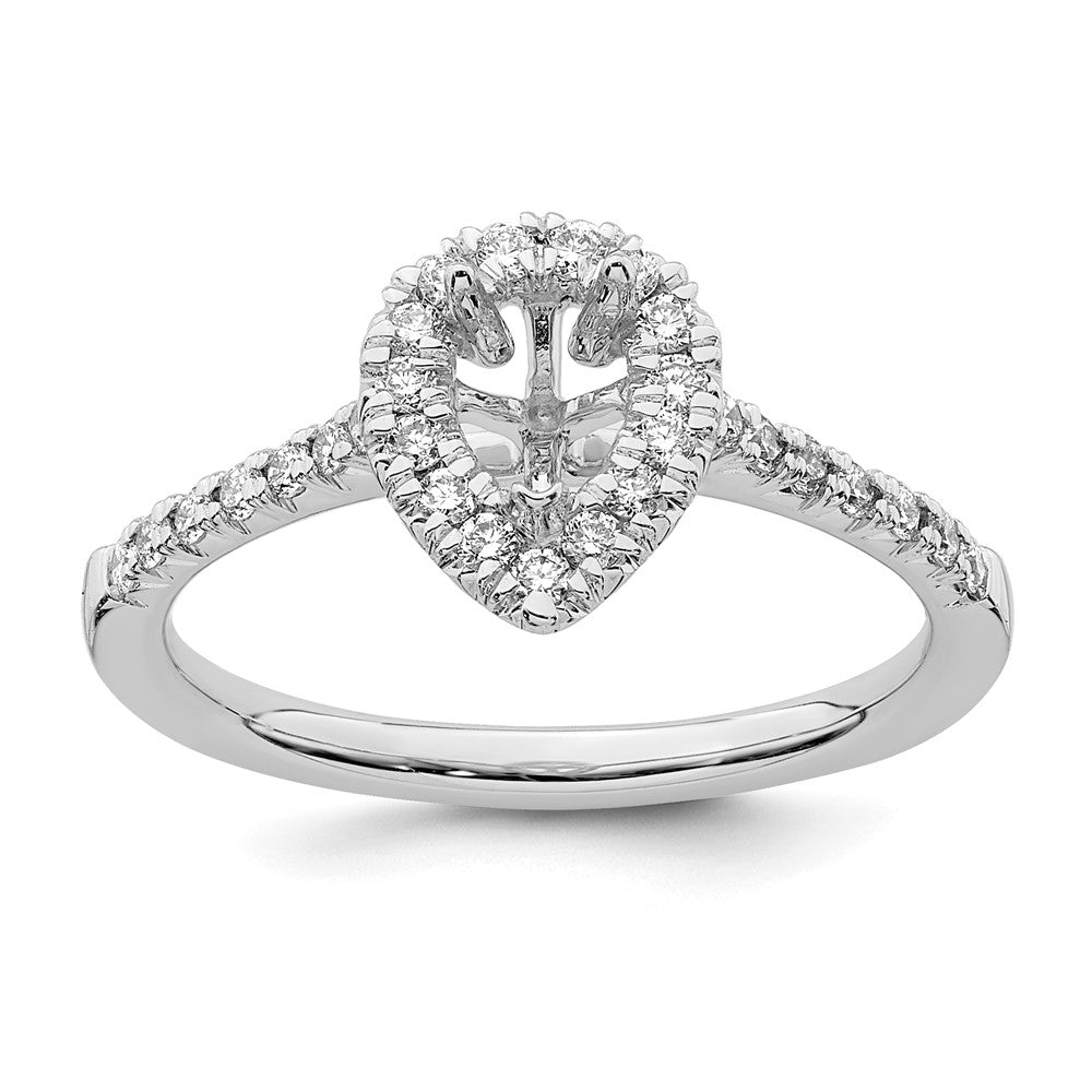 14K White Gold True Origin 1/3 Carat Lab Grown Diamond Vs D E F Semi Mount Pear Halo Engagement Ring