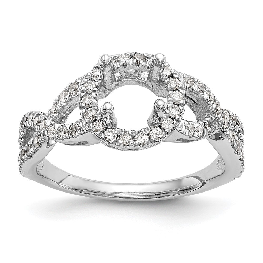 14K White Gold True Origin 3/4 Carat Lab Grown Diamond Vs/Si D E F Semi Mount Round Halo Engagement Ring