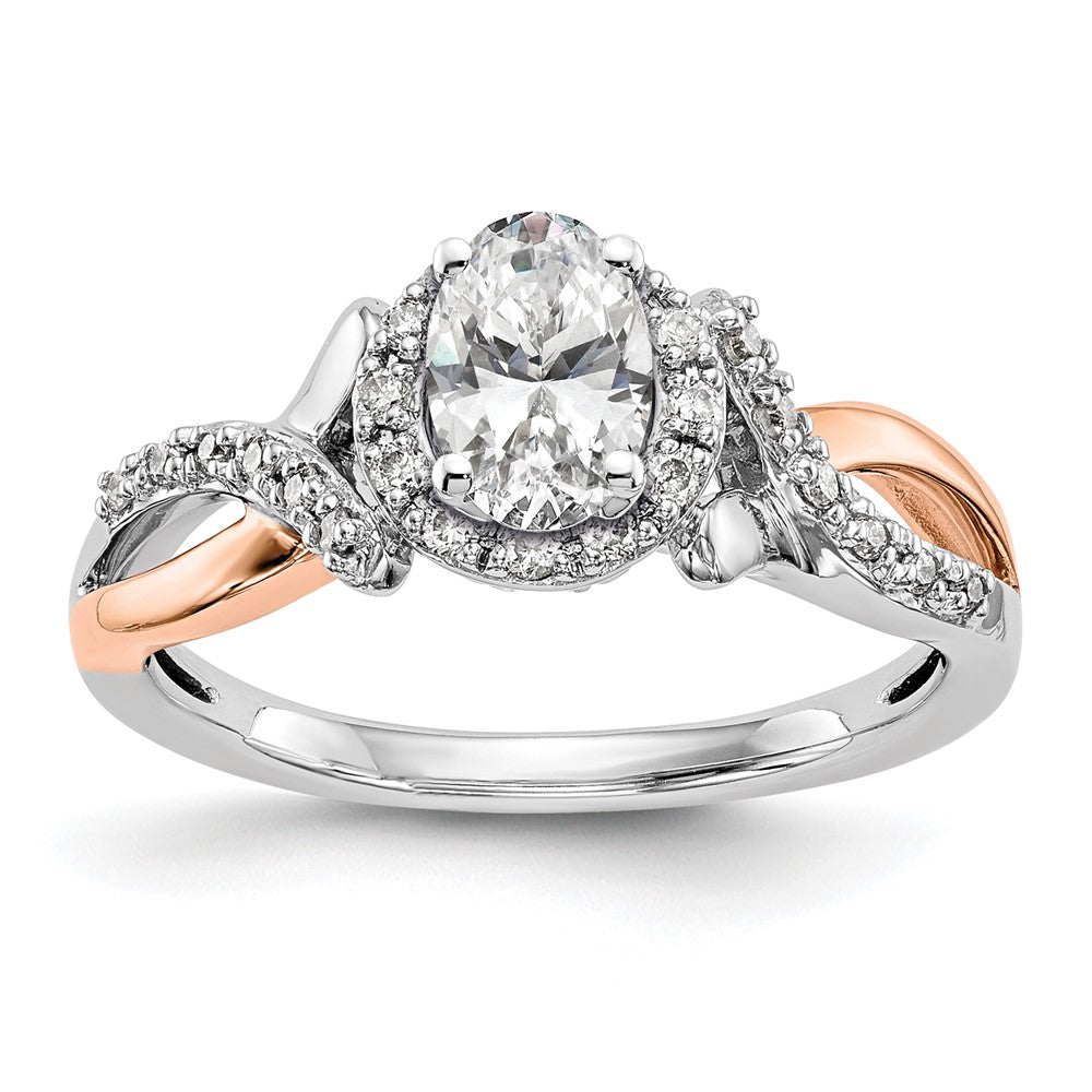 14K White/Rose Gold Two-Tone Rose and White 1/4 Ct. Lab Grown Diamond VS/SI+ G+ Halo Peg Set Engagement Ring