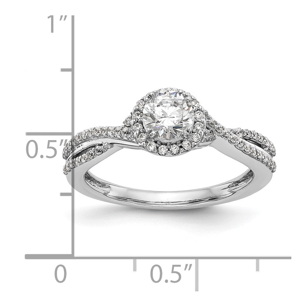 14K White Gold Lab Grown VS/SI+ G+ Diamond Halo Engagement Ring