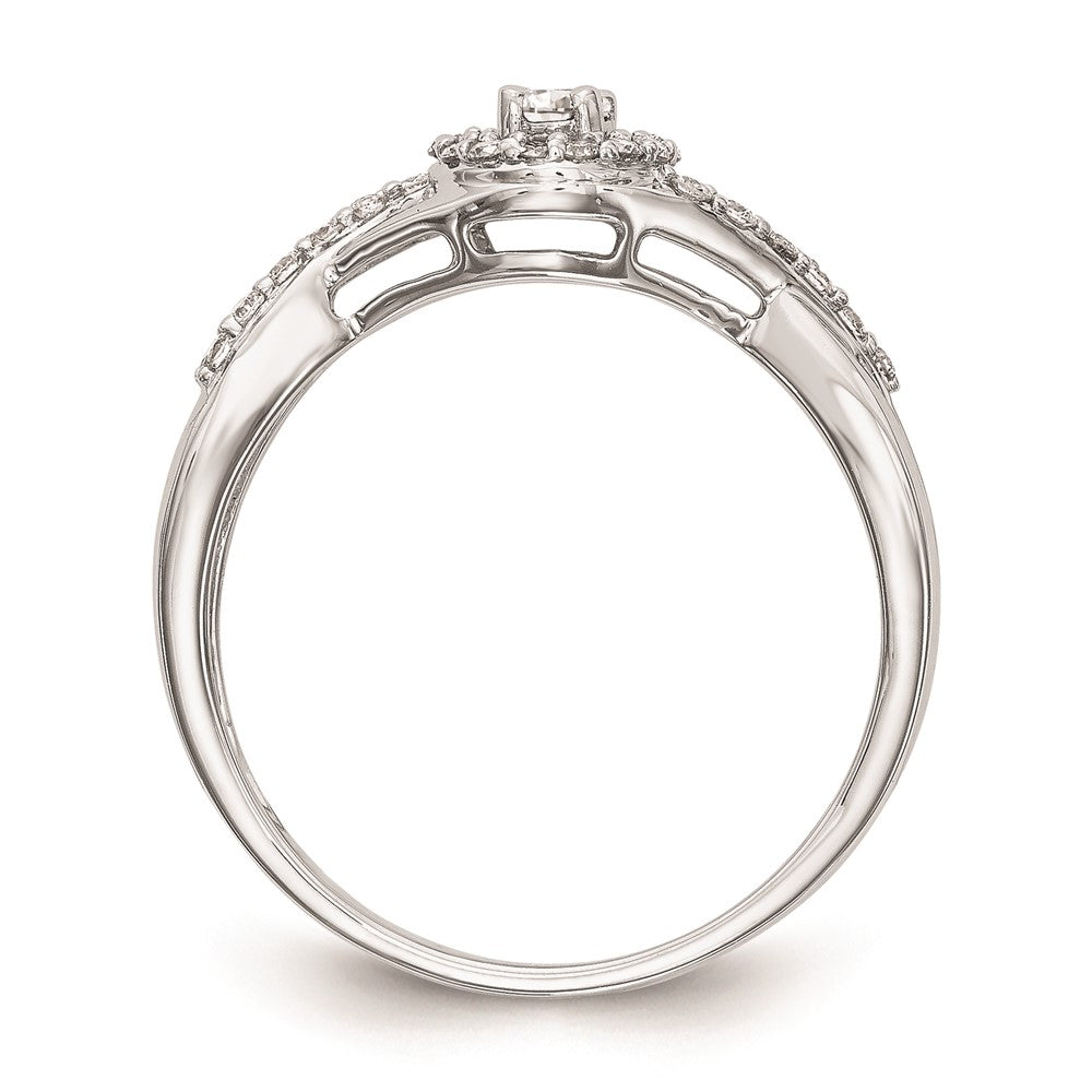 10K White Gold Halo (Holds 1/10 Carat (2.8mm) Round Center) 1/5 Diamond Semi Mount Engagement Ring