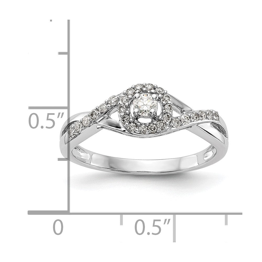 10K White Gold Halo (Holds 1/10 Carat (2.8mm) Round Center) 1/5 Diamond Semi Mount Engagement Ring