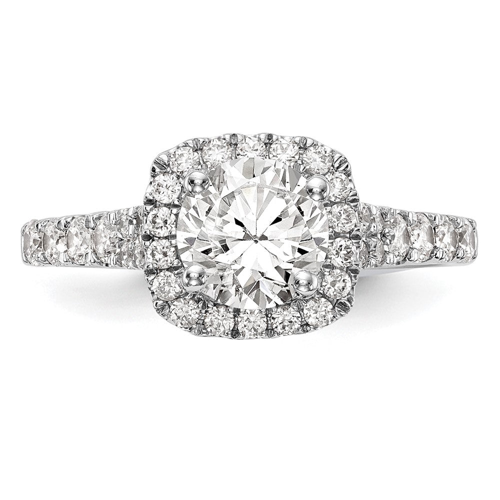 14kw Peg Set Simulated Diamond Cushion Halo Engagement Ring