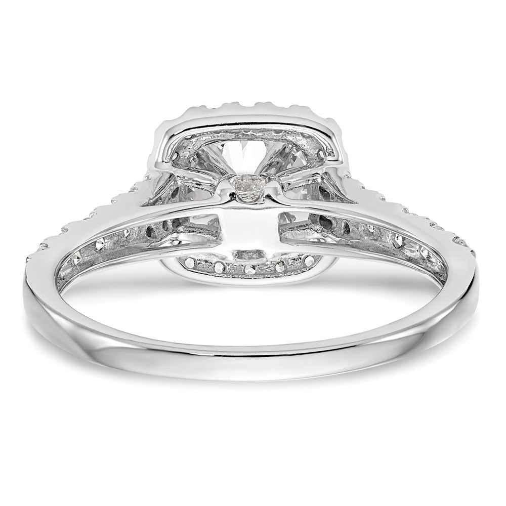 14kw Peg Set Simulated Diamond Cushion Halo Engagement Ring