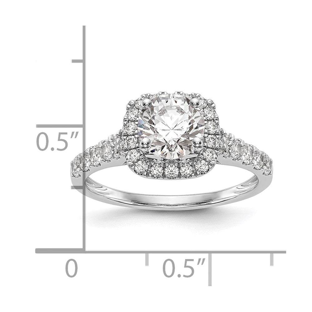 14kw Peg Set Simulated Diamond Cushion Halo Engagement Ring