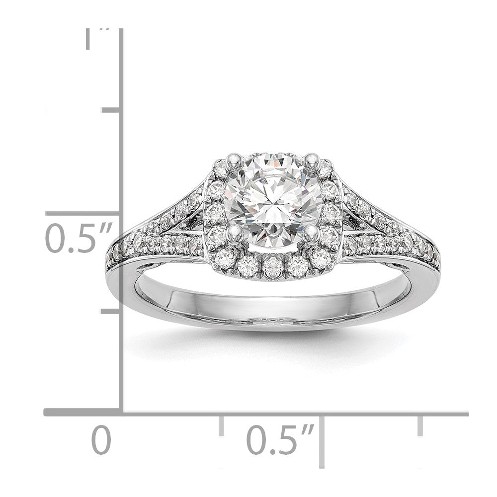 14k White Gold 3/8 Ct. Lab Grown Diamond VS/SI+ G+ 1 Ct. Center Round Halo Engagement Ring