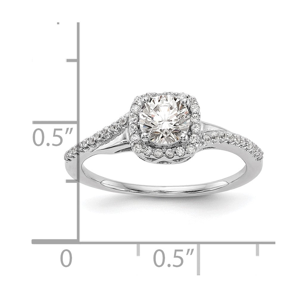 14K White Gold Lab Grown VS/SI+ G+ Diamond Cushion Halo Engagement Ring