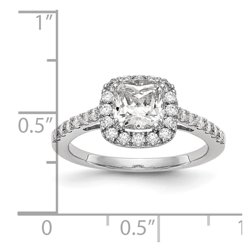 14k White Gold 3/8 Ct. Lab Grown Diamond VS/SI+ G+ 7/8 Ct. Center Cushion Engagement Ring