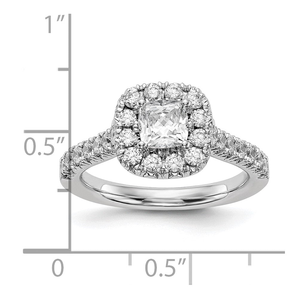 14K White Gold Halo Plus (Holds 1/2 Carat (4.8mm) Cushion Center) 3/4 Diamond Semi Mount Engagement Ring
