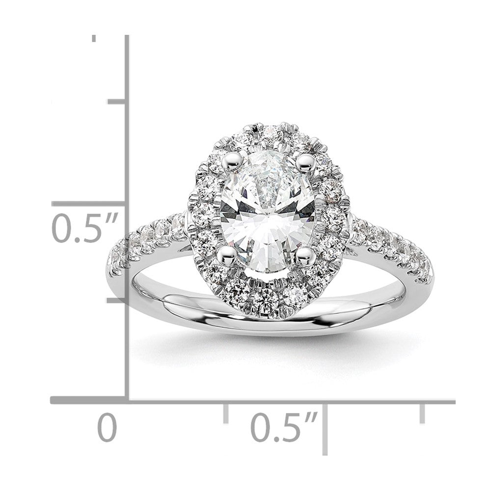 14k White Gold 1/2 Ct. Lab Grown Diamond VS/SI+ G+ 1 Ct. Center Oval Halo Engagement Ring