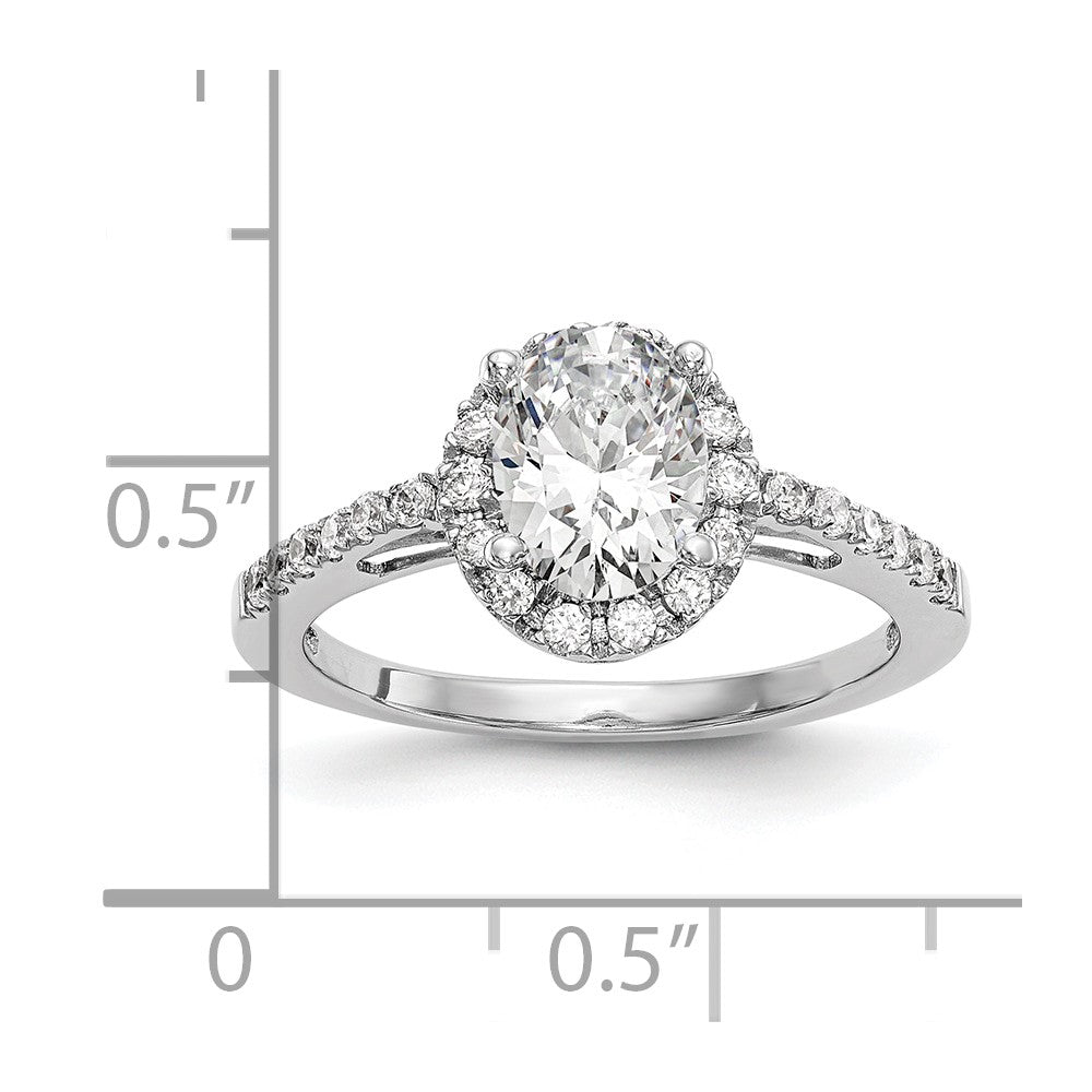14K White Gold Halo Plus (Holds 1 Carat (7X5mm) Oval Center) 1/4 Diamond Semi Mount Engagement Ring
