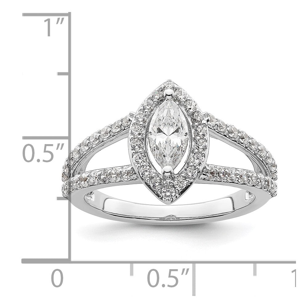 14K White Gold Halo Plus (Holds 1/2 Carat (8X4mm) Marquise Center) 5/8 Diamond Semi Mount Engagement Ring