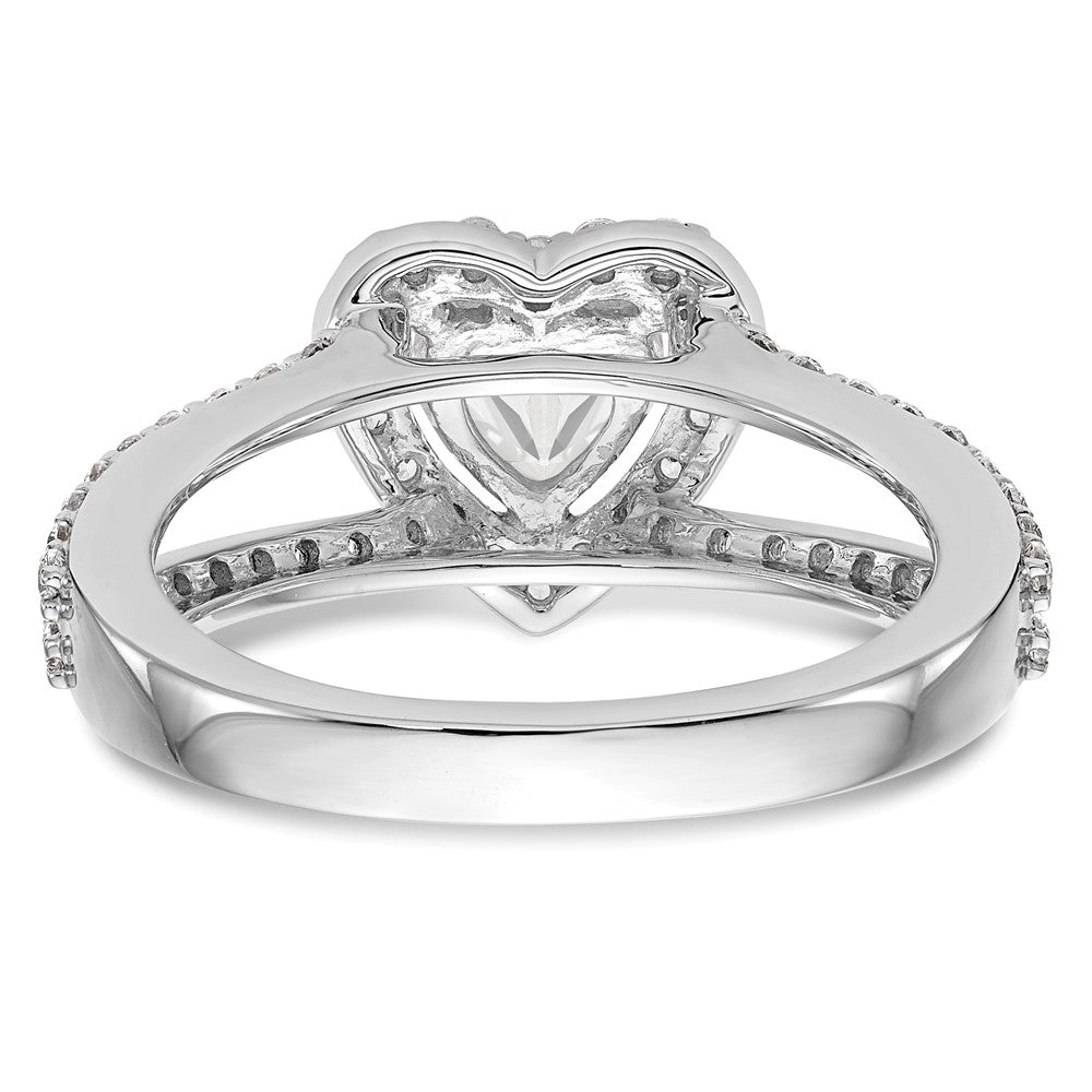 14K White Gold Halo Plus (Holds 1 Carat (6.6mm) Heart Center) 3/4 Diamond Semi Mount Engagement Ring