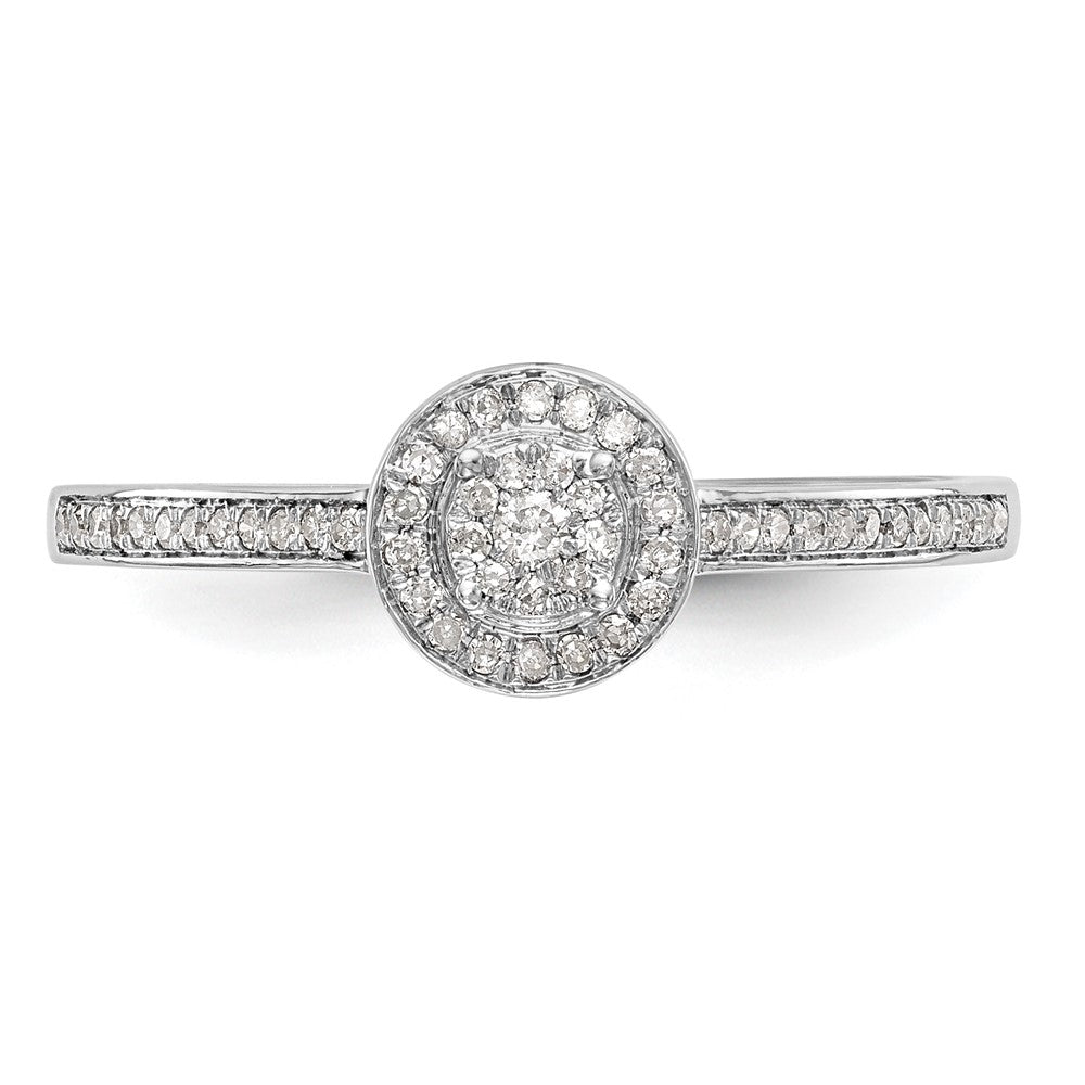 10K White Gold Halo Cluster 1/5 Carat Diamond Complete Engagement Ring
