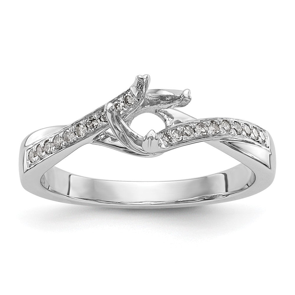 14K White Gold By Pass (Holds 1/2 Carat (5.00mm) Round Center) 1/10 Diamond Semi Mount Engagement Ring