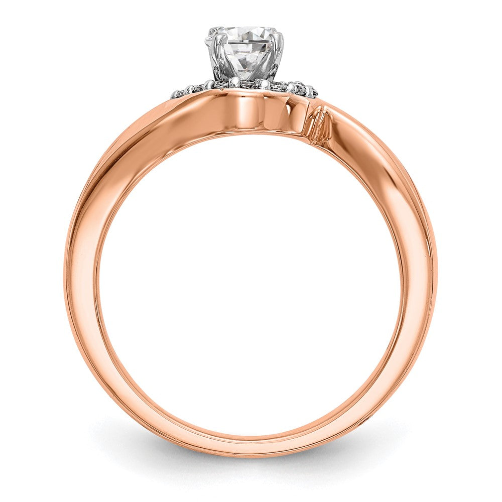 10K Rose Gold Peg Set Bypass 1/20 Carat Diamond Semi Mount Engagement Ring