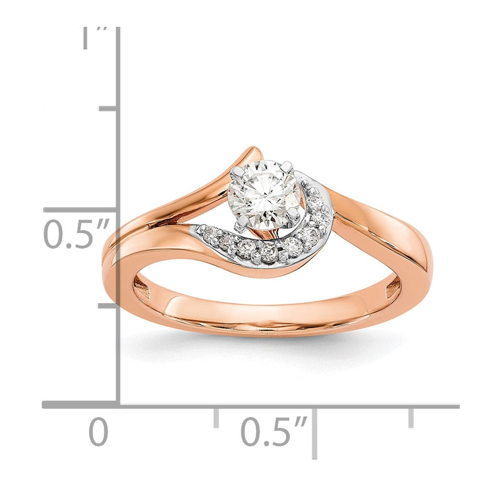 10K Rose Gold Peg Set Bypass 1/20 Carat Diamond Semi Mount Engagement Ring