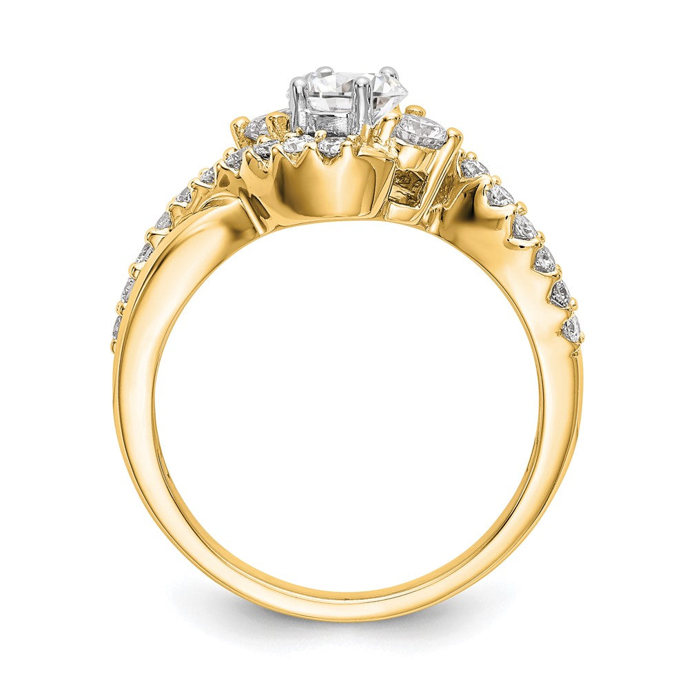 14k Yellow Gold 5/8 Ct. Lab Grown Diamond VS/SI+ G+ Round Criss Cross Engagement Ring