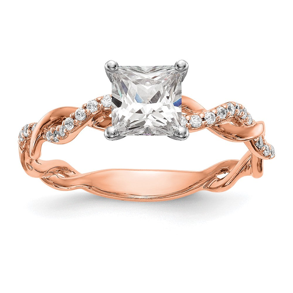 14K Rose Gold Criss Cross Peg Set 1/10 Carat Diamond Semi Mount Engagement Ring