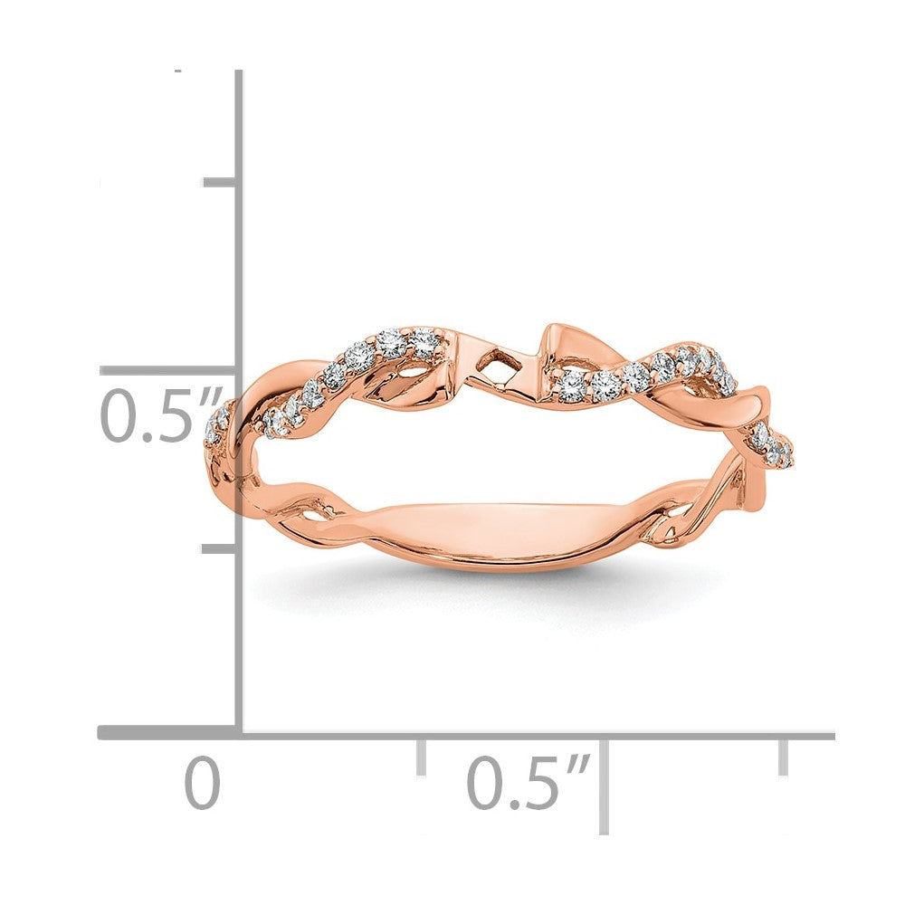 14k Rose Gold 1/10 Ct. Lab Grown Diamond VS/SI+ G+ Peg Set Criss Cross Engagement Ring