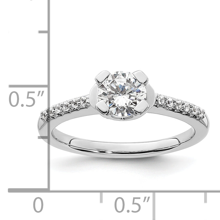14K White Gold (Holds 3/4 Carat (5.80mm) Round Center) 1/10 Diamond Semi Mount Engagement Ring