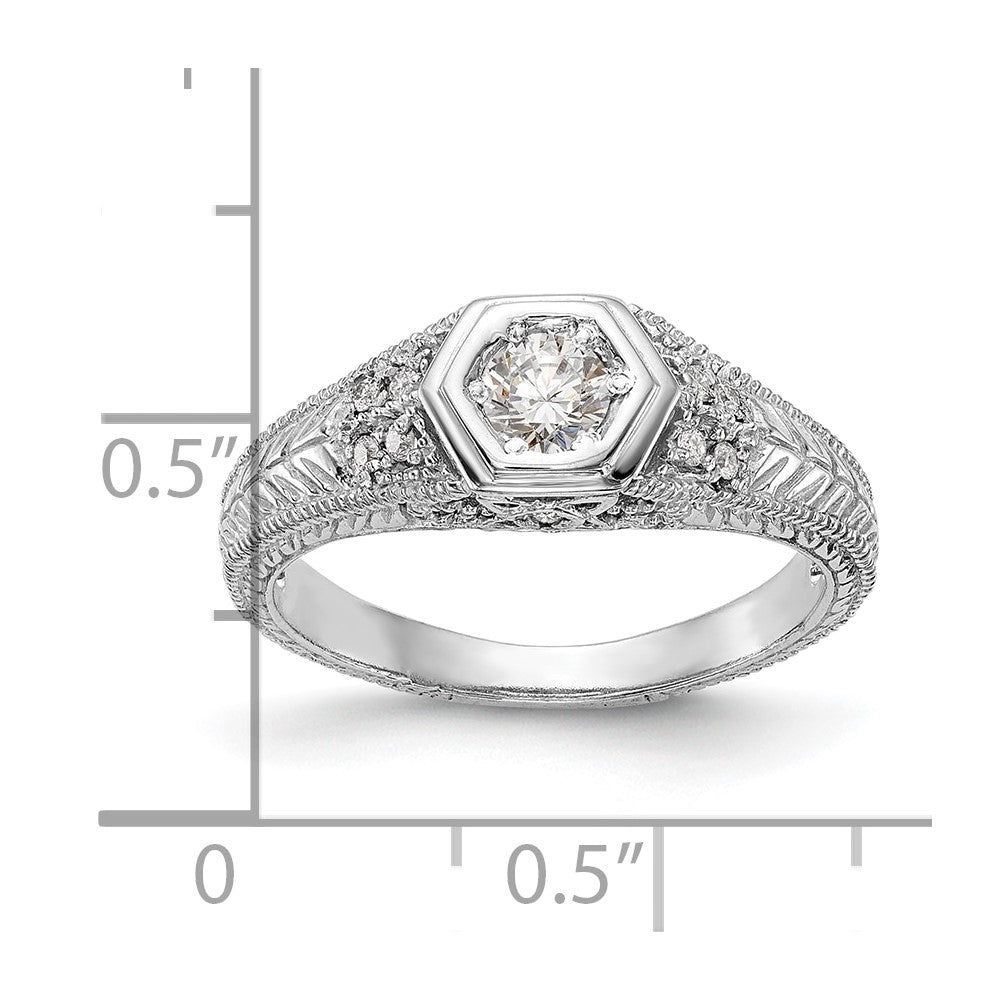 14k White Gold 1/5 Ct. Lab Grown Diamond VS/SI+ G+ Round Shared Prong Engagement Ring