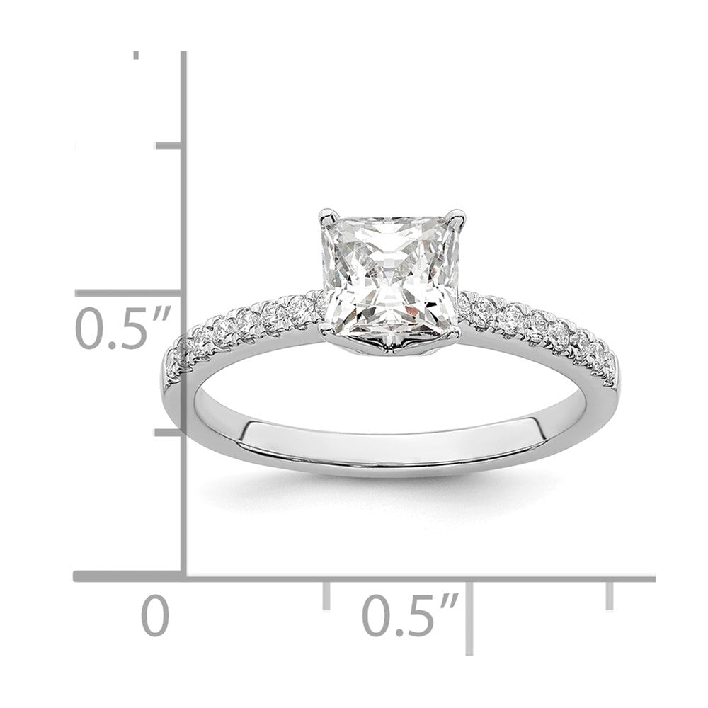 14k White Gold 1/6 Ct. Lab Grown Diamond VS/SI+ G+ Princess 3/4 Ct. center Engagement Ring