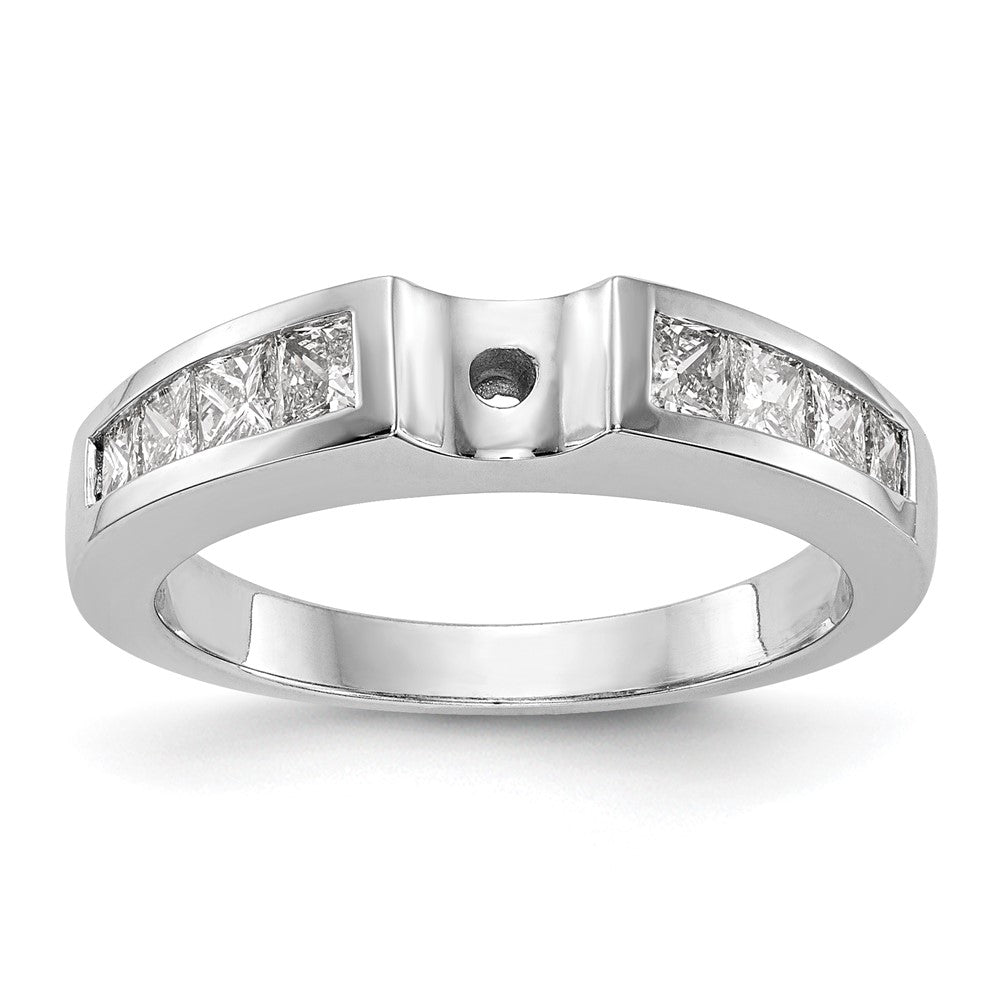 14K White Gold Peg Set 3/4 Carat Channel Princess Diamond Semi Mount Engagement Ring