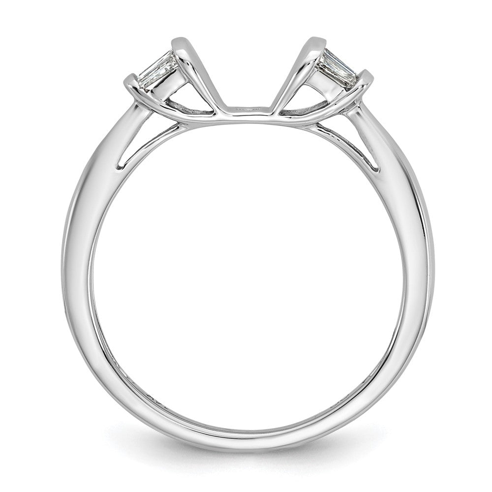 14K White Gold Peg Set 1/5 Carat Baguette Diamond Semi Mount Engagement Ring