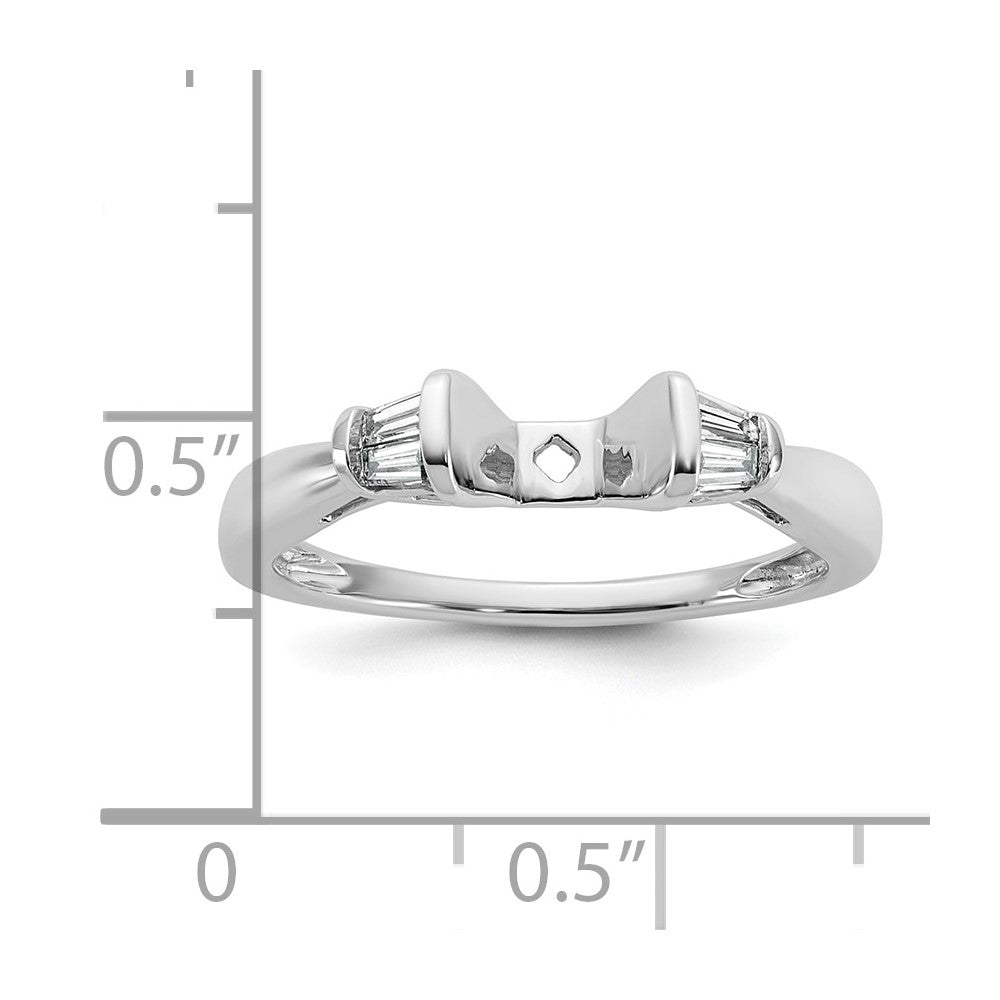 14K White Gold Peg Set 1/5 Carat Baguette Diamond Semi Mount Engagement Ring